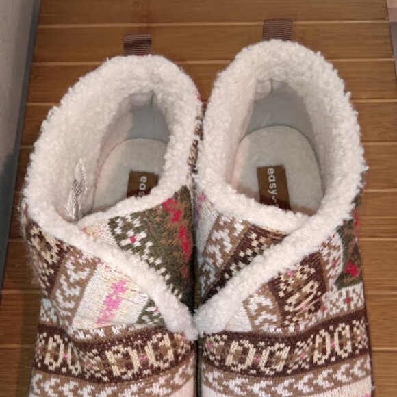 Easy Spirit Women's 9.5M Brown Ankle Slipper Boot Slip-On Faux Fur Sock Lining - Picture 6 of 12